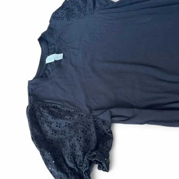 Joie black eyelet sleeve $150 blouse. Size large - Picture 7 of 7